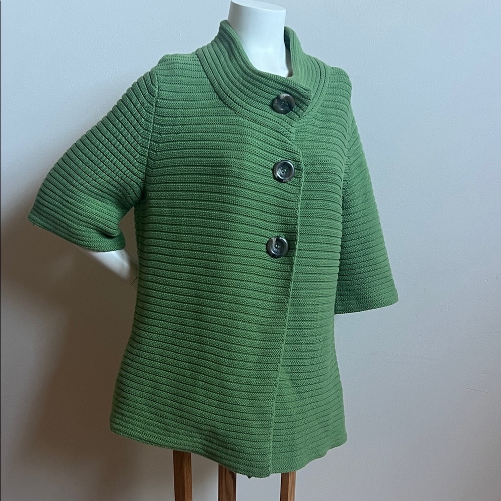 Tribal Olive Ribbed Button-Up Cardigan lagenlook minimalist scandinavian